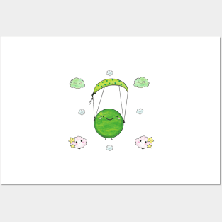 The pea jumps on a parachute Posters and Art